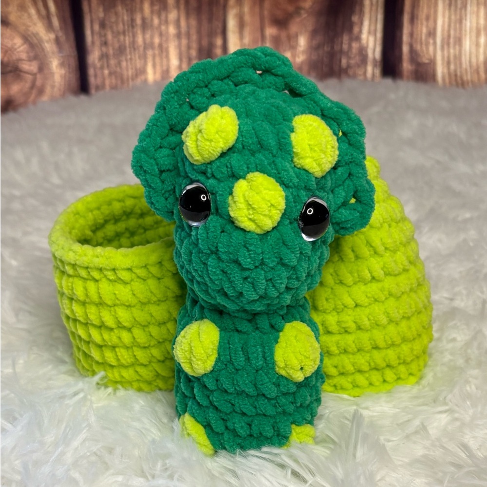 Handmade Crochet Dino with Egg 6”